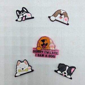 Set of 5 of Happy Dog Magnets Sorry I'm Late I saw a Dog Funny Handmade Fridge